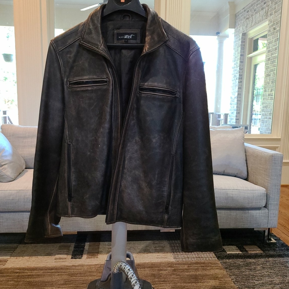 Men's Black Rivet genuine leather Jacket